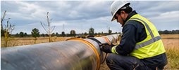 Field technician inspecting a pipeline